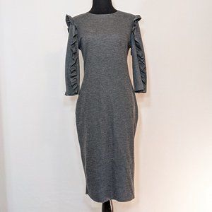 Zara Trafuluc Bodycon Ruffled Sleeve Midi Dress